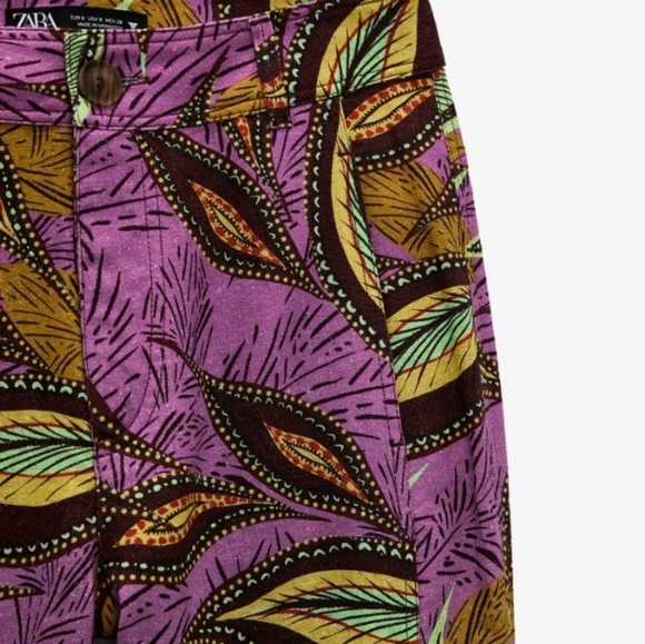 COPY - ZARA printed linen high waist pants trousers size Small NEW - Picture 6 of 12